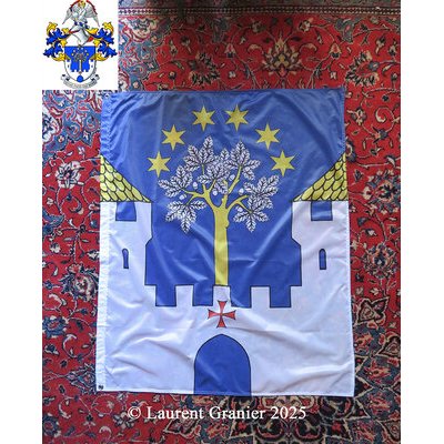 2025 - Banner (for outside use) of the arms of the Mativon family (France), printed on knitted polyester 115 g/m2 from my composition.

Size: 100 x 120 cm.