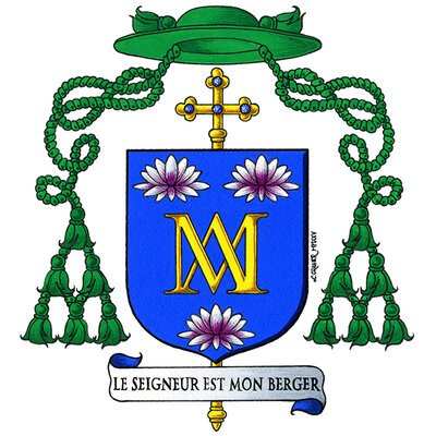 2025 - Coat of Arms of His Grace, Mgr Ly, Auxiliary Bishop of Phnom Penh (Cambodia).

Mixed technic ink, gouache and watercolour on paper made from rags 'Arches', cold pressed 300g/m2.

Paper size: 23 x 31 cm