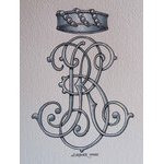 2019 Chiffre RB à la mode Napoléon III (France). Gouache, (…)