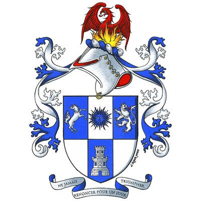 2025 - Création des armes de la famille Roi (France). 

Gouache, encre et aquarelle sur papier chiffon à la forme « Arches », 300g/m2, grain fin.

Format papier : 23 x 31 cm